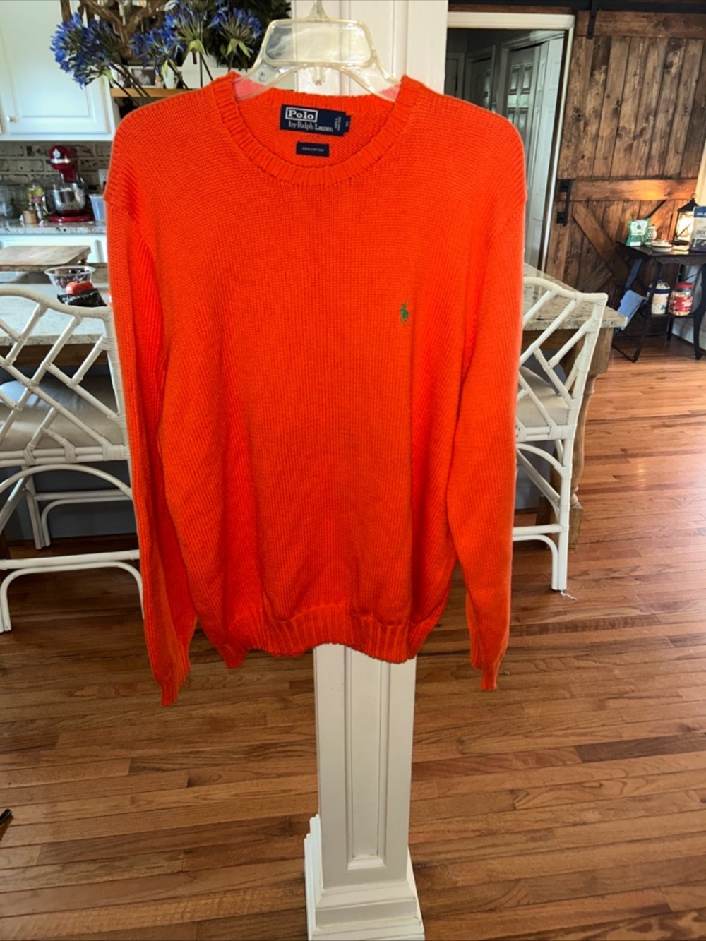Ralph Lauren Men’s Orange Crewneck Sweater with Polo Pony
